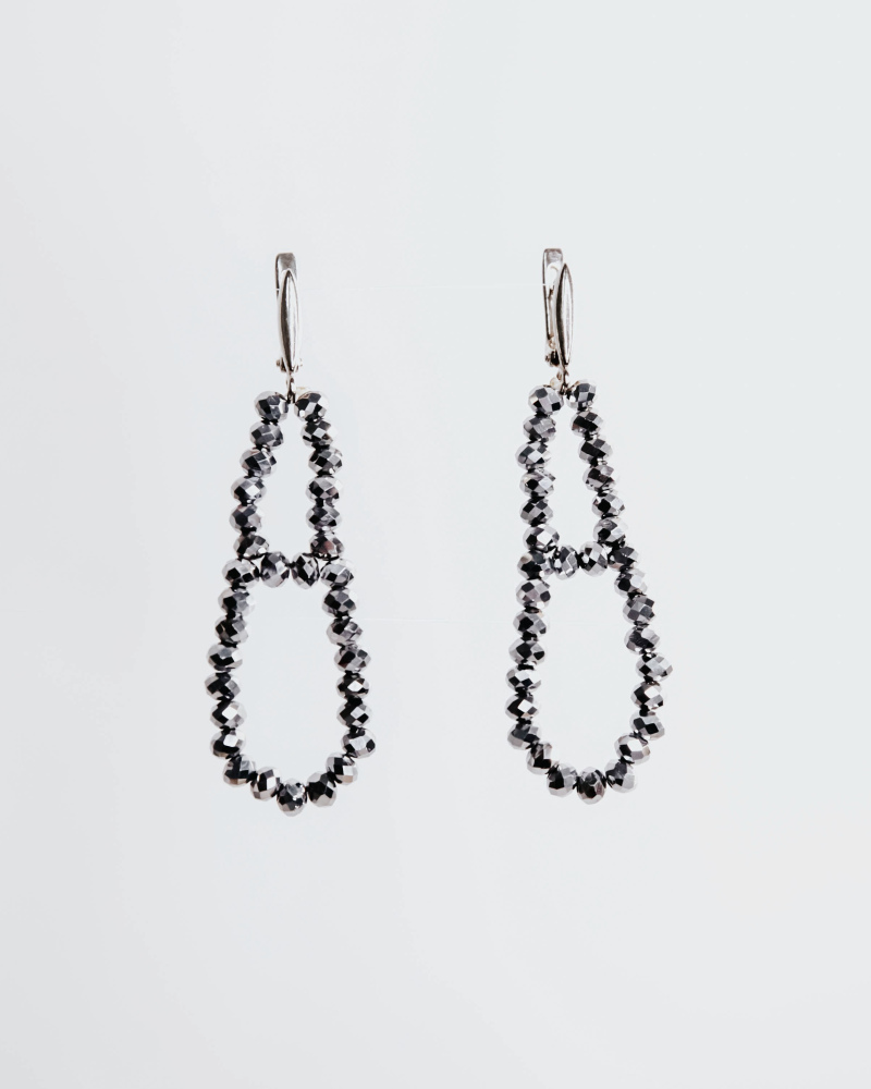 Mirror crystal “drop” earring with english sterling silver clip