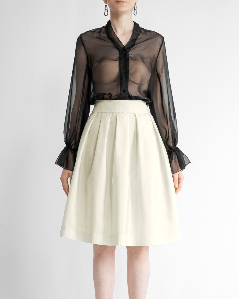 Pure silk black chiffon blouse