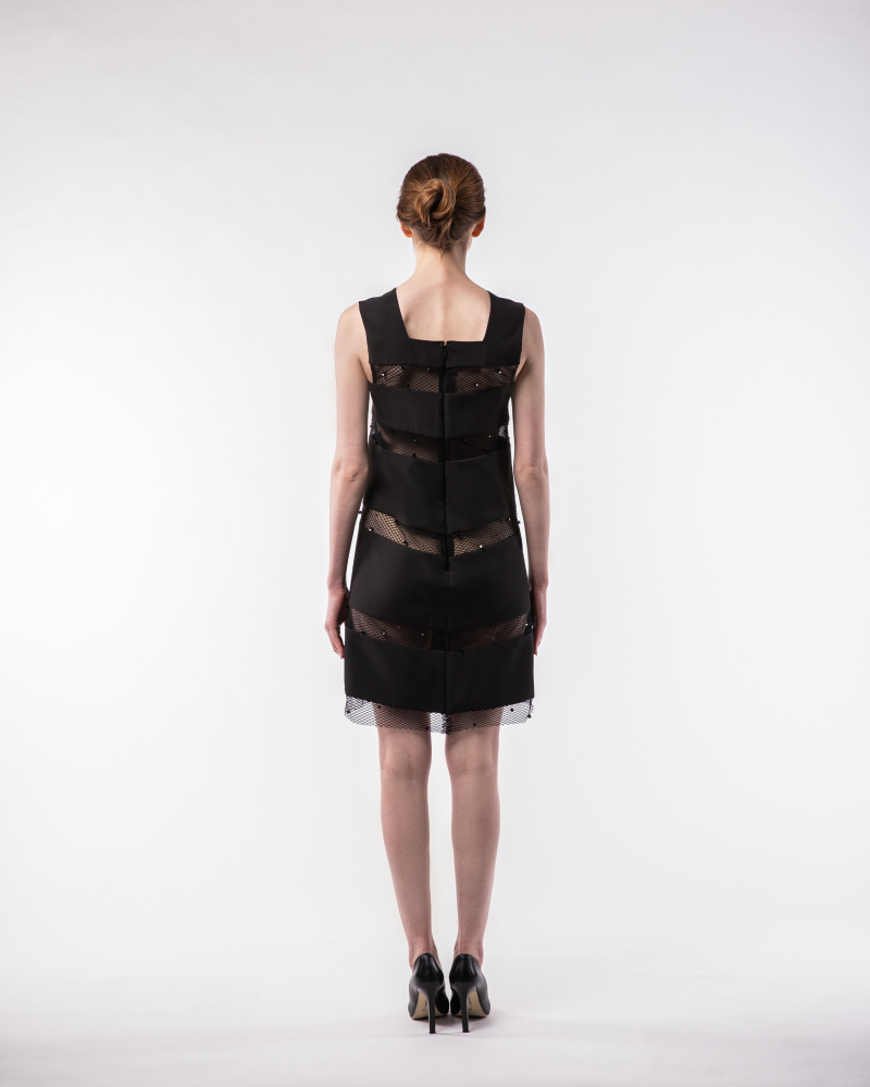 Dress in cady and sport mesh