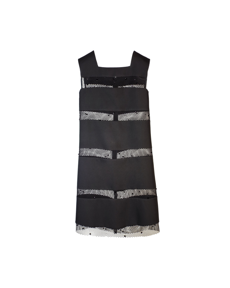 Dress in cady and sport mesh