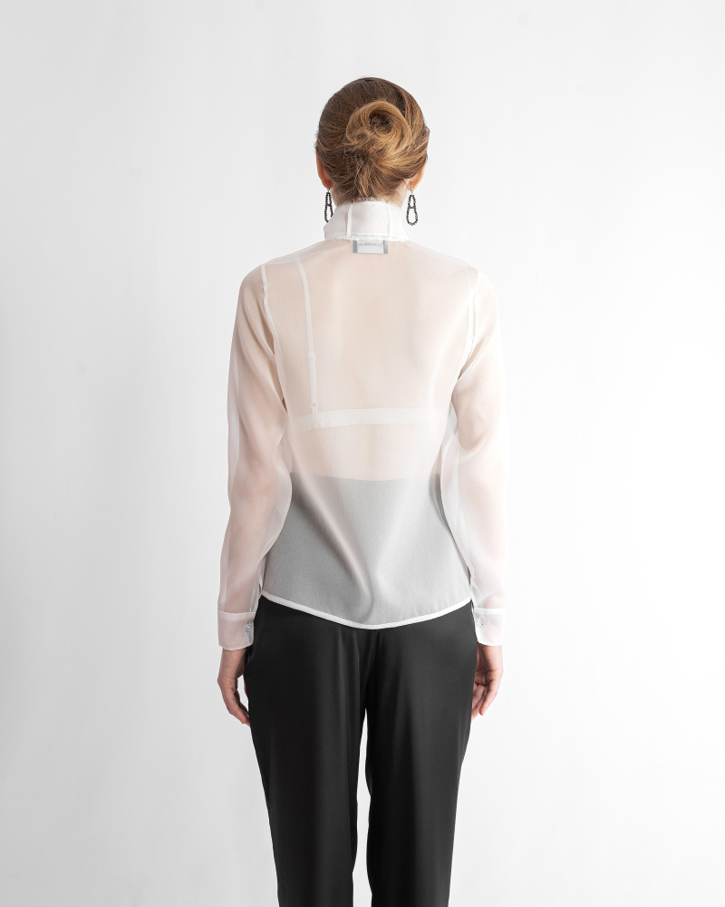 Exclusive white triple organza blouse 