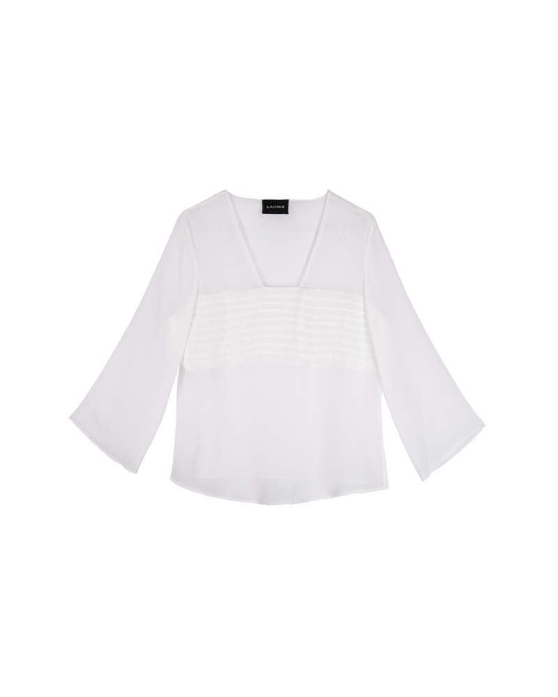 White georgette blouse with pleats