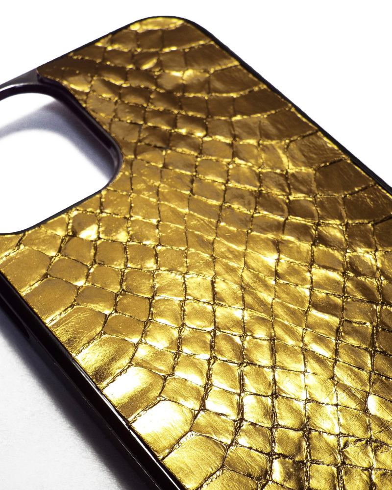 Real snake gold leather cover