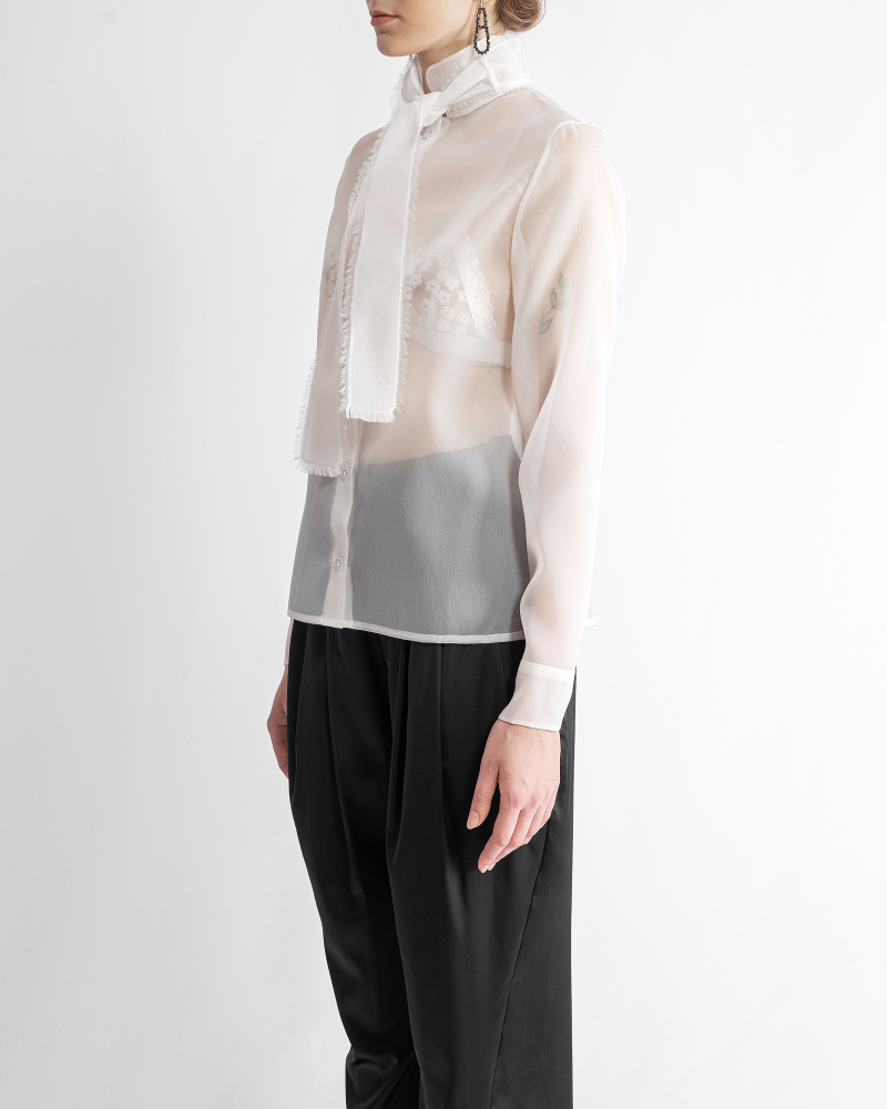 Exclusive white triple organza blouse 