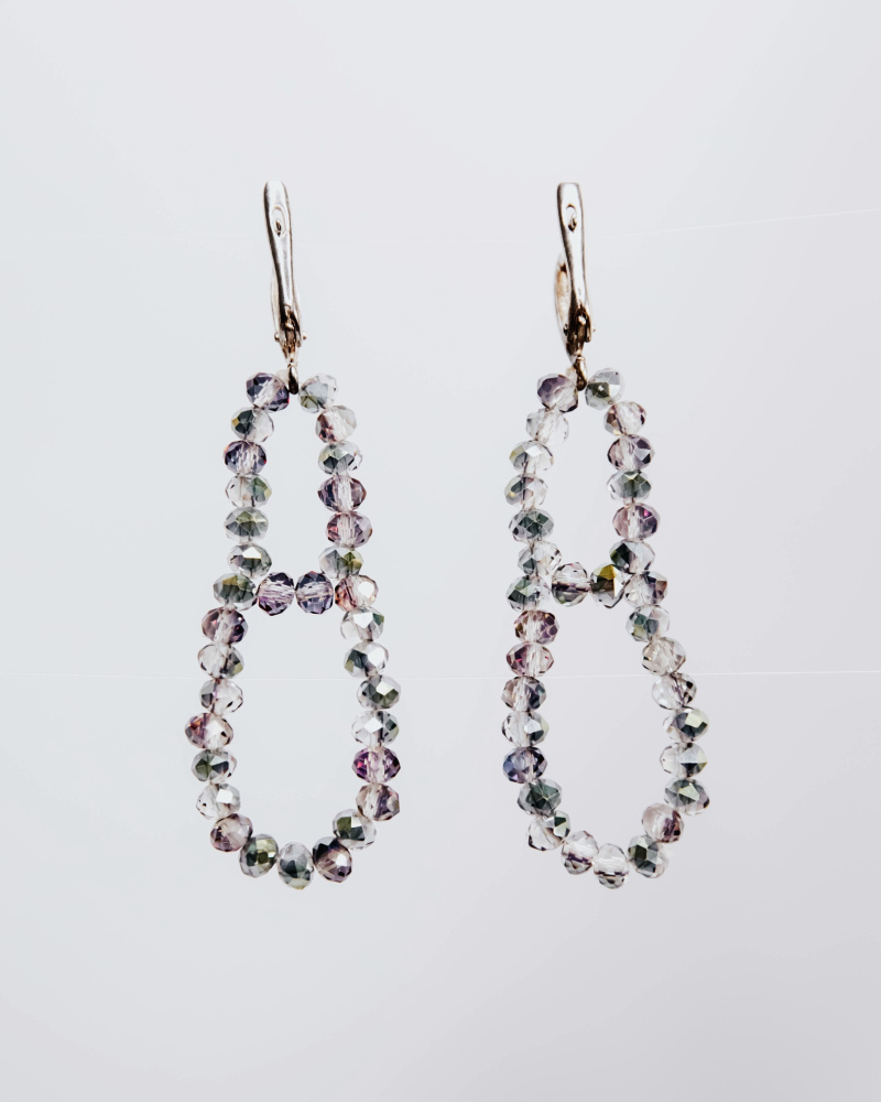 Multicolor crystal “drop” earrings with english sterling silver clip