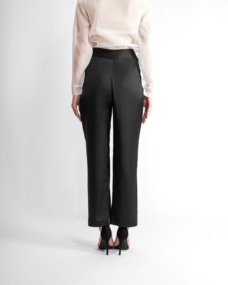 Pure silk satin black pants