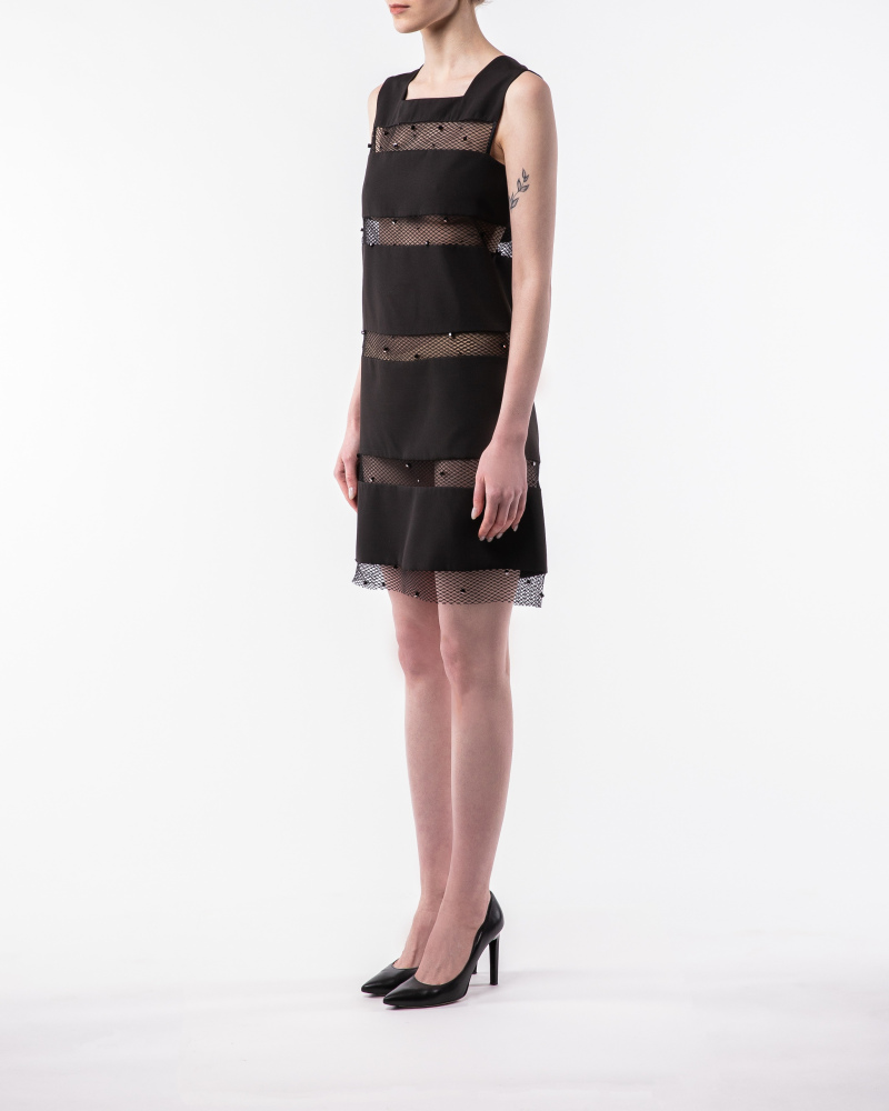Dress in cady and sport mesh