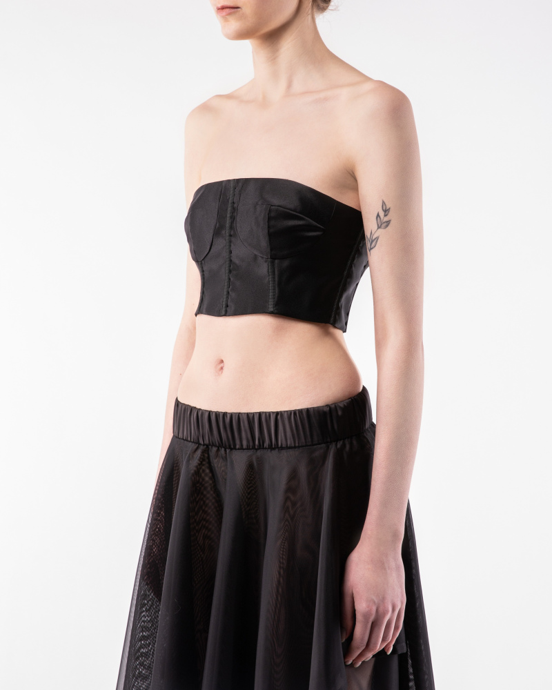 Black satin corset