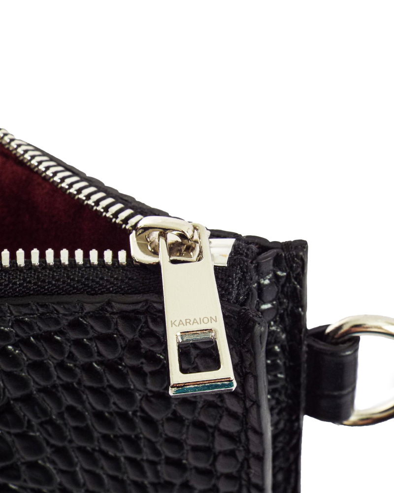 Pouch in black croco leather