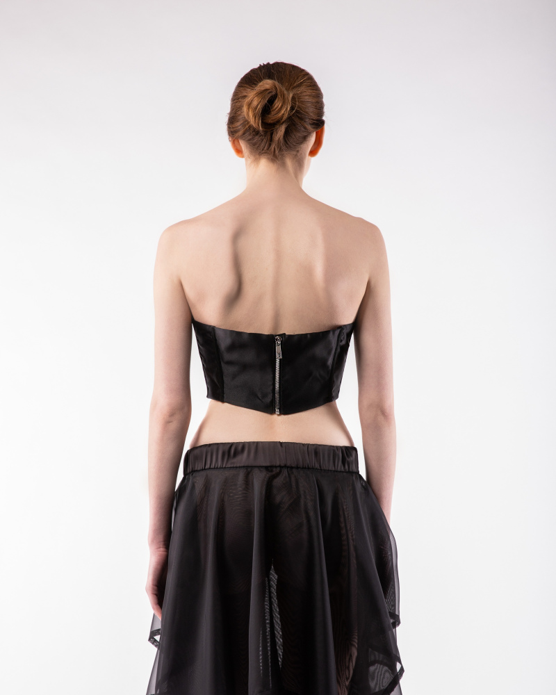 Black satin corset