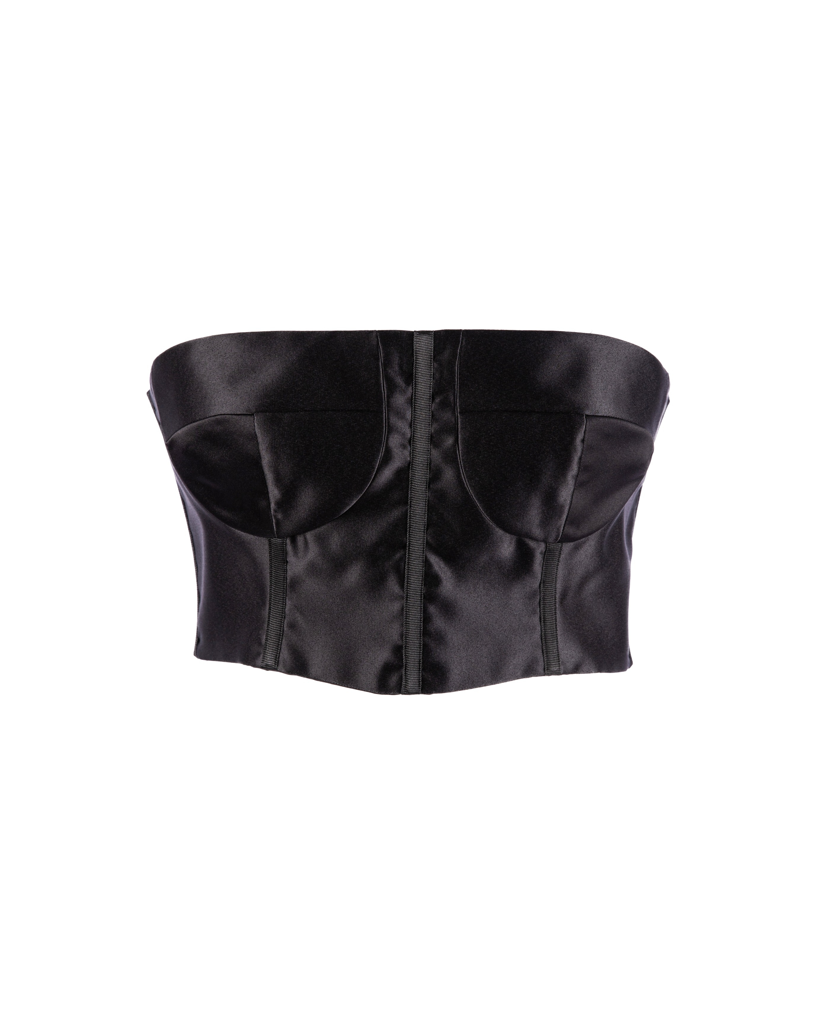 Black Satin Corset with Snap-On Peplum Skirt main image 1