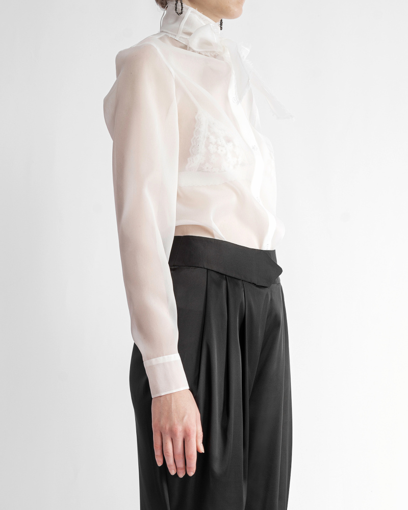 Exclusive white triple organza blouse 