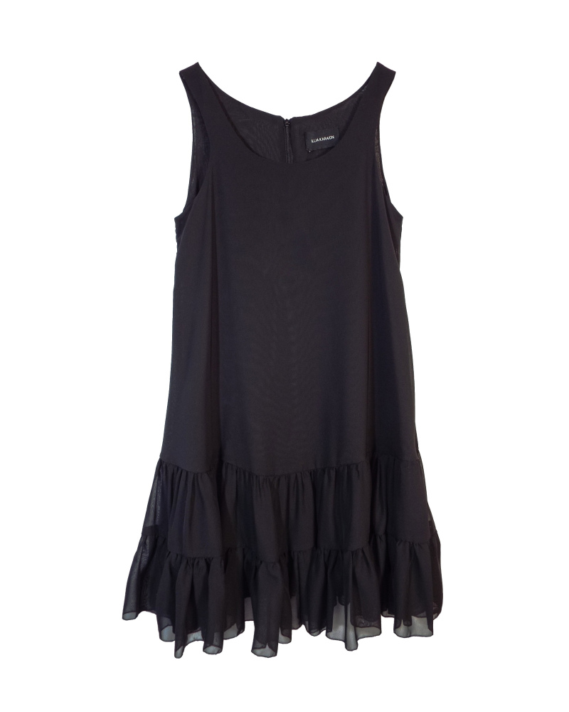 Pure silk black dress with two assemblies