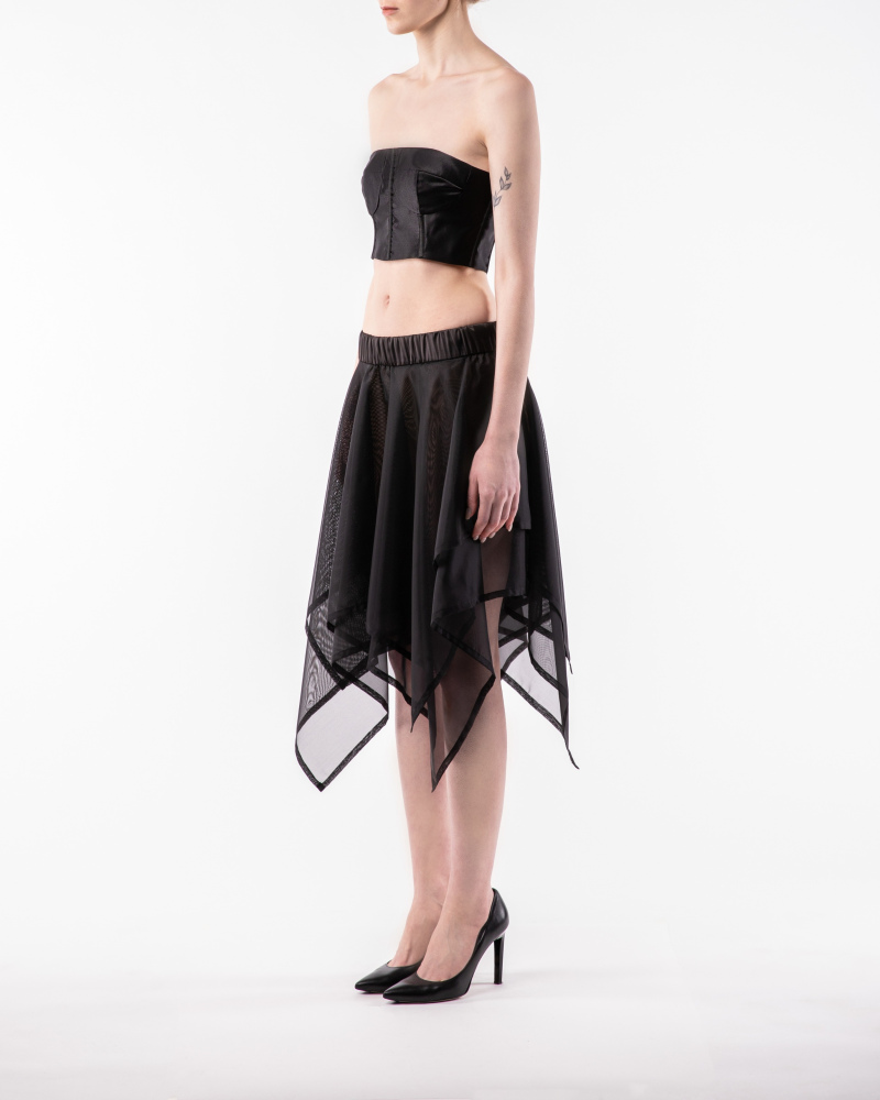 Black satin corset