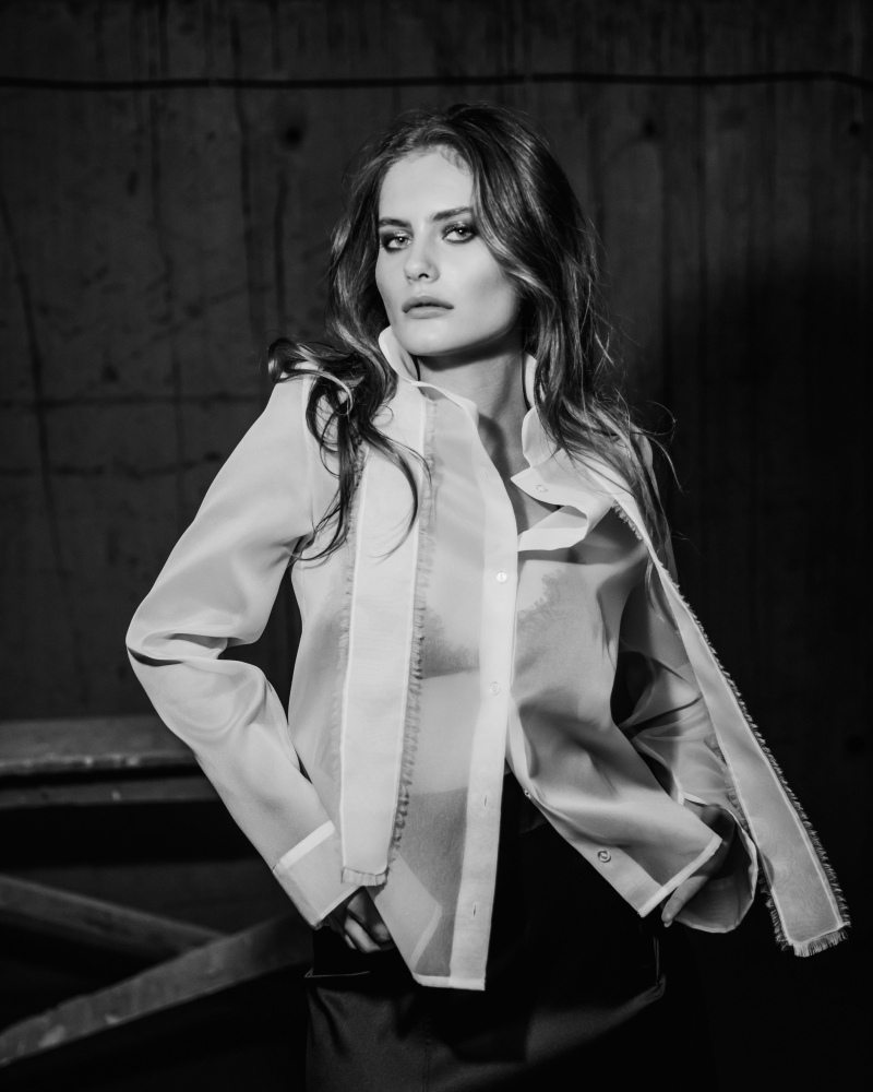 Exclusive white triple organza blouse 
