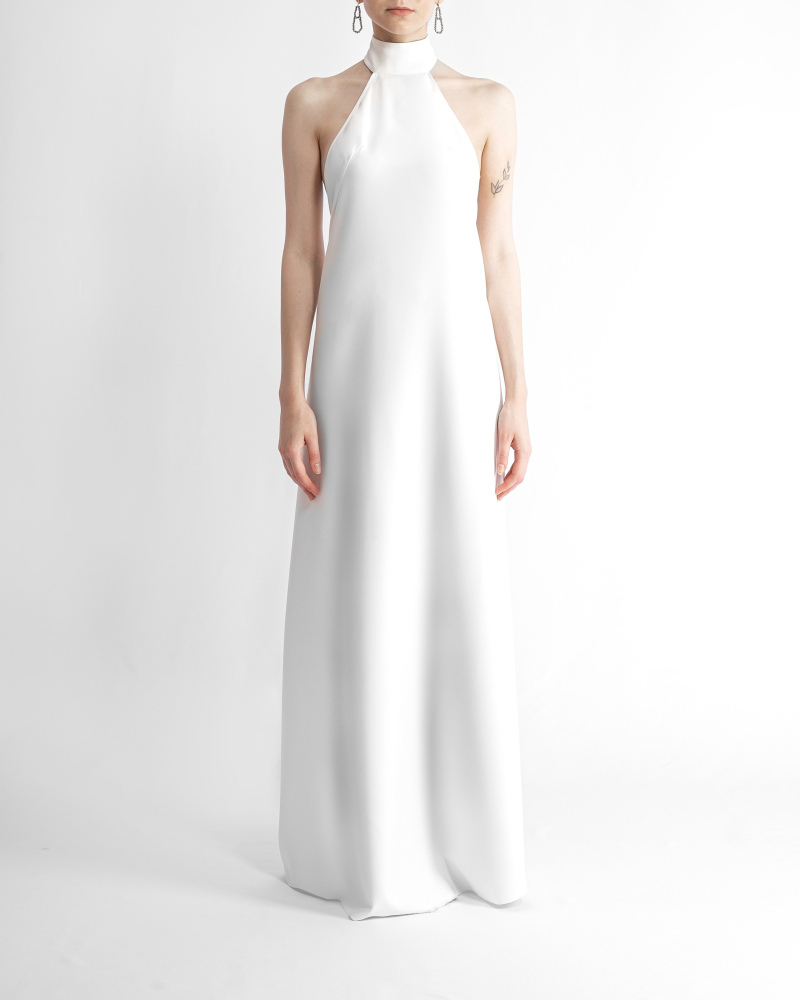 Long white dress in cady