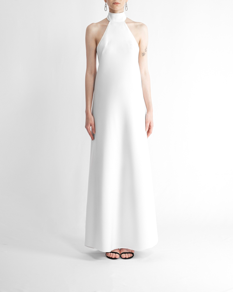 Long white dress in cady