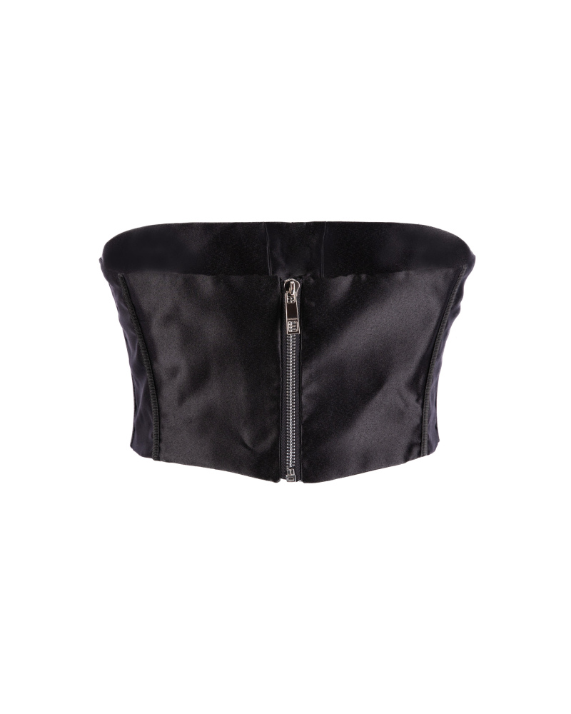 Black satin corset