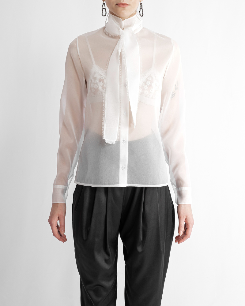 Exclusive white triple organza blouse 