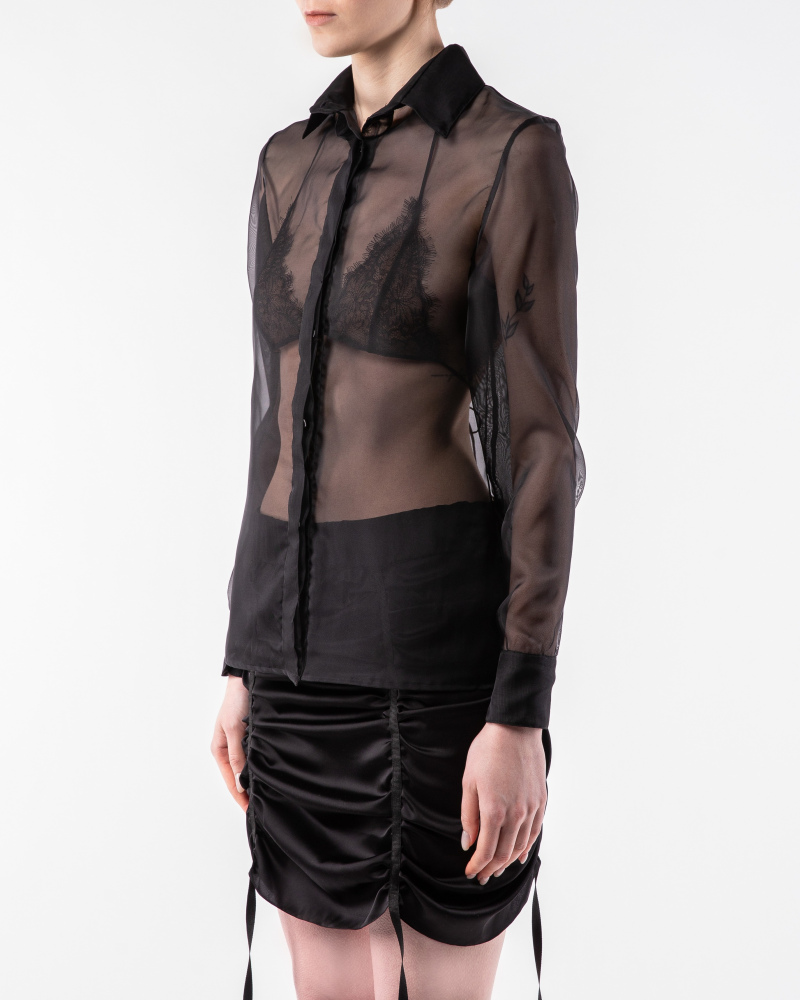 Black silk organza shirt