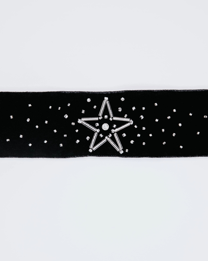 Black velvet embroidered choker “Diamond star”, made with Swarovski crystals 