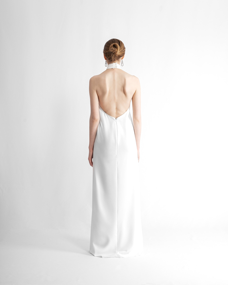 Long white dress in cady