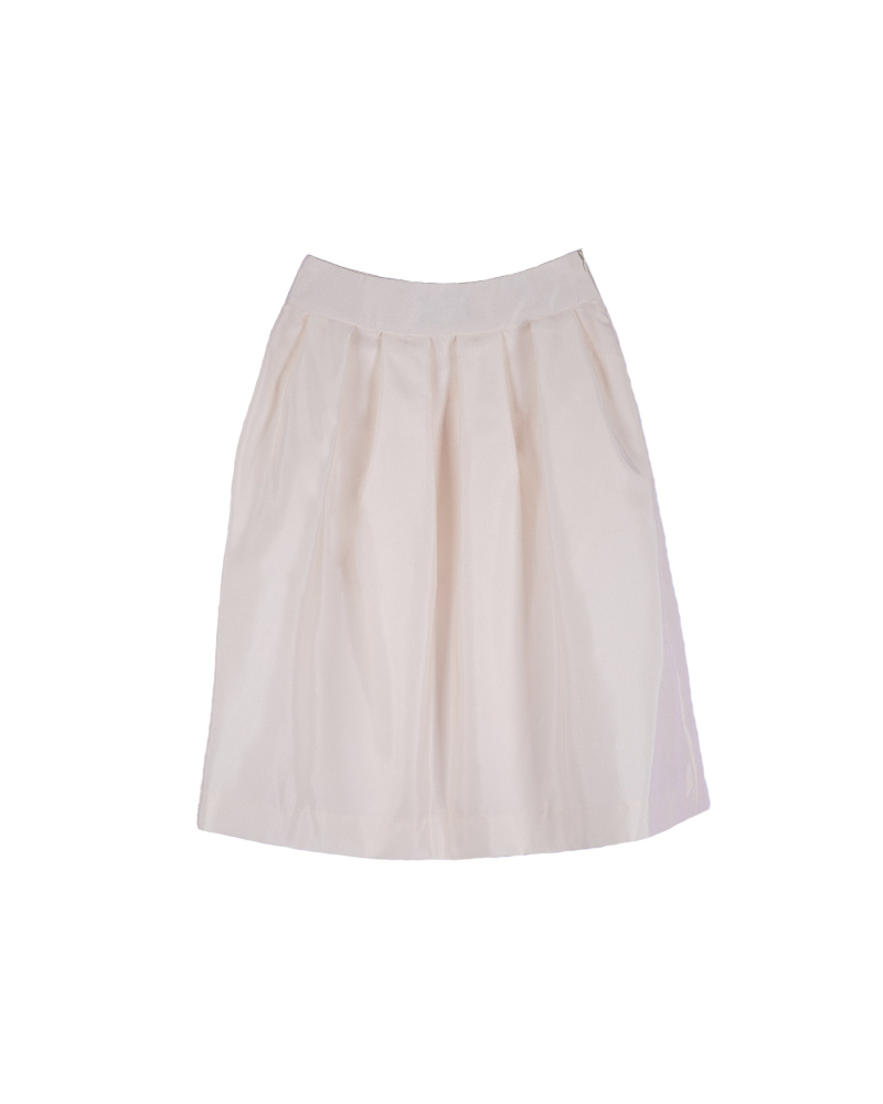 Ivory skirt in shantung with pleats. 